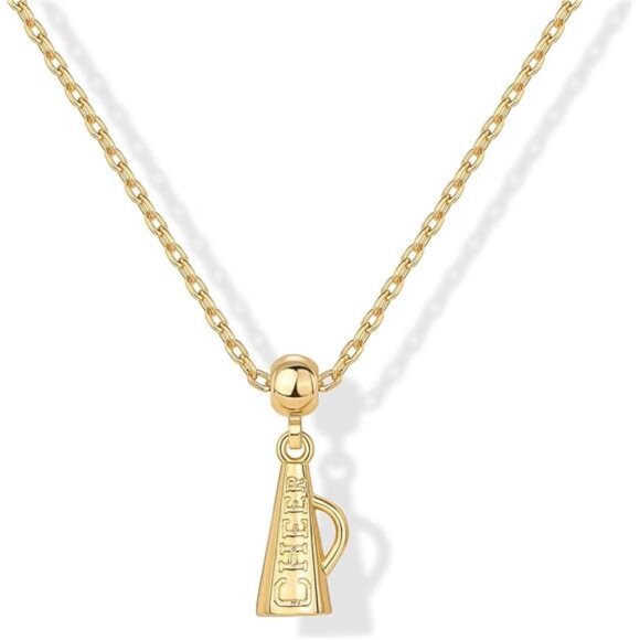14K Gold-Plated Cheerleading Megaphone Charm Necklace - Picture 1 of 3